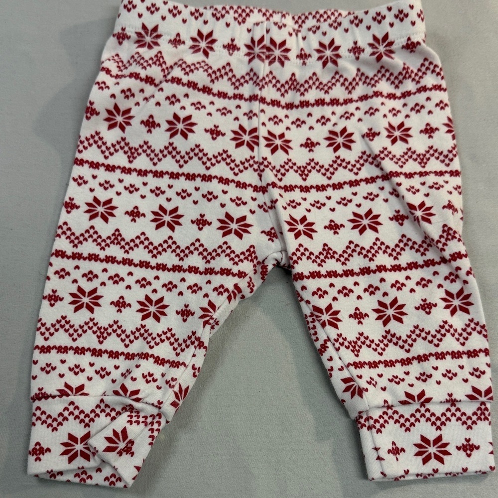 ๐
First Impressions - 0-3M - Festive Red and White Baby Pants